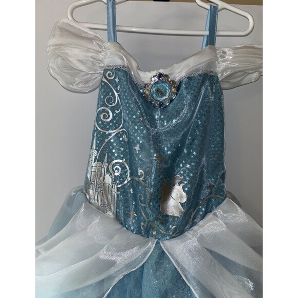 Disney Store Cinderella Costume Dress Up Halloween Princess Blue Gown Girl 7/8 - Picture 1 of 14